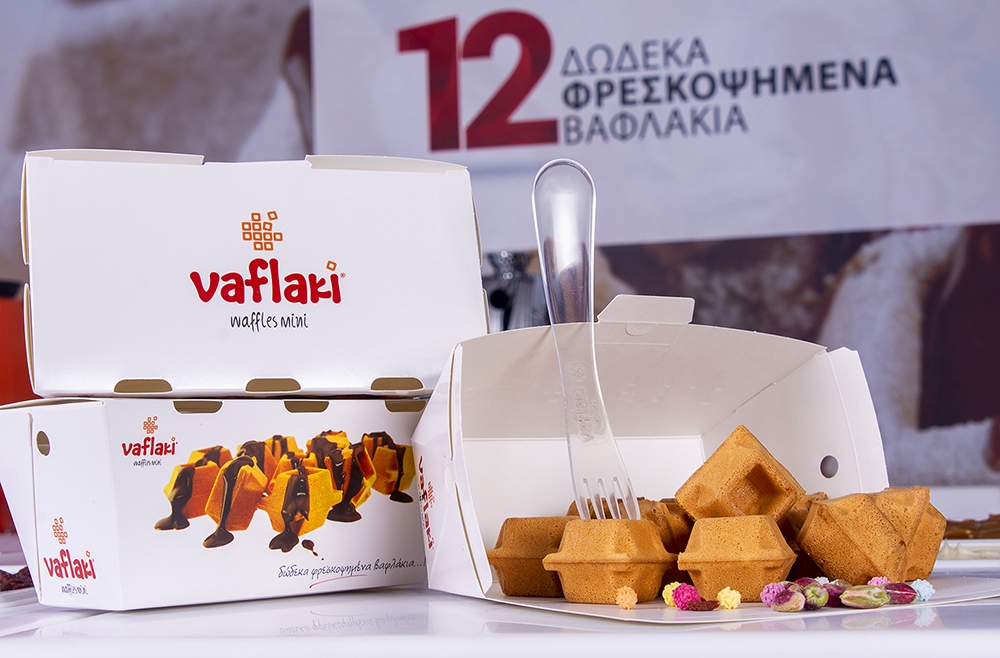 Vaflaki — 12 frisch gebackene Waffel-Häppchen in der Schachtel